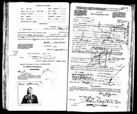 Leon Holzman 1924 US Passport application p 1