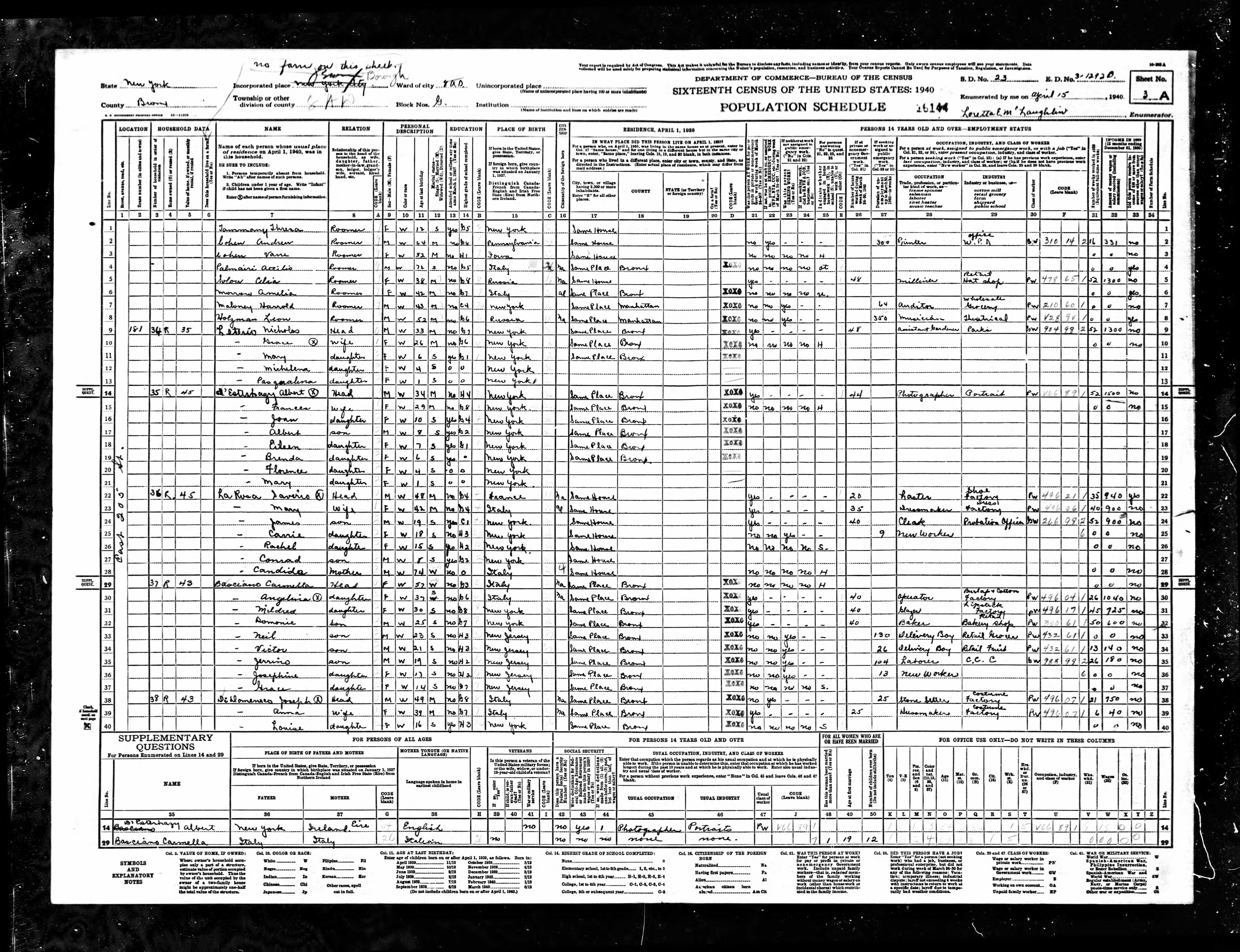 Leon Holzman in 1940 census