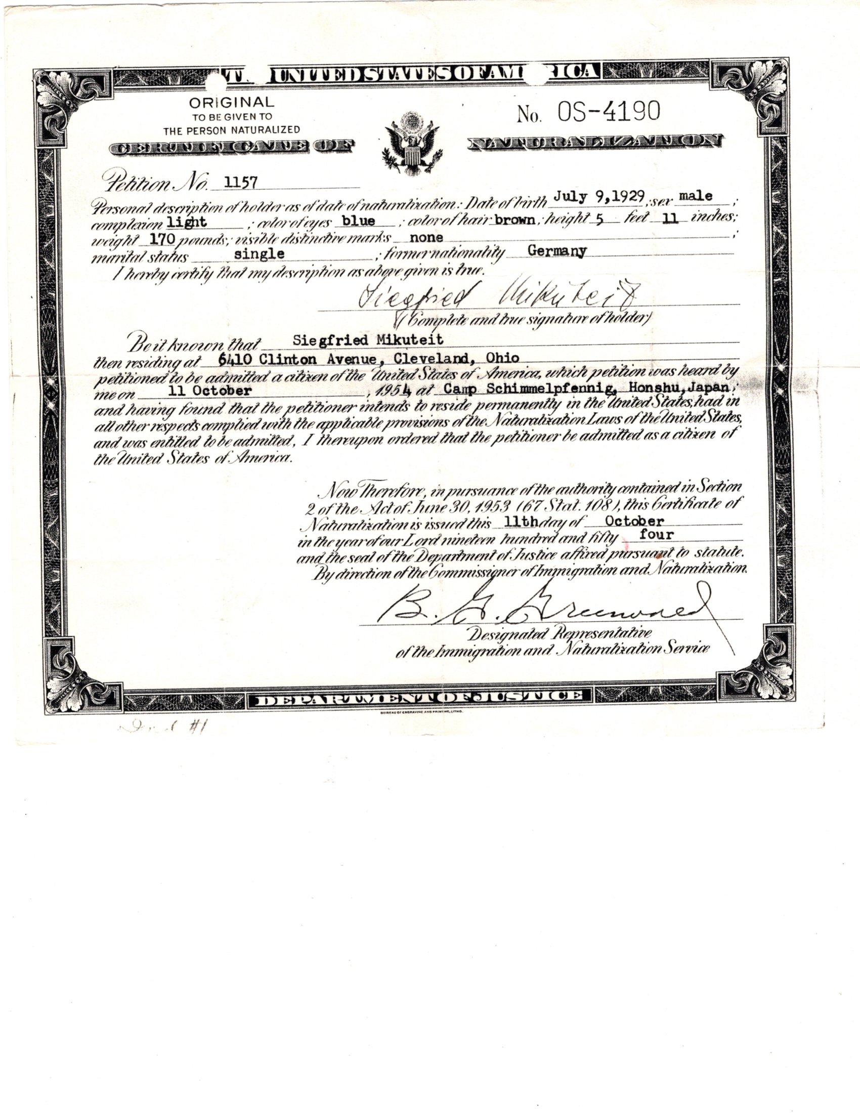 Certificate of Naturalization Dad