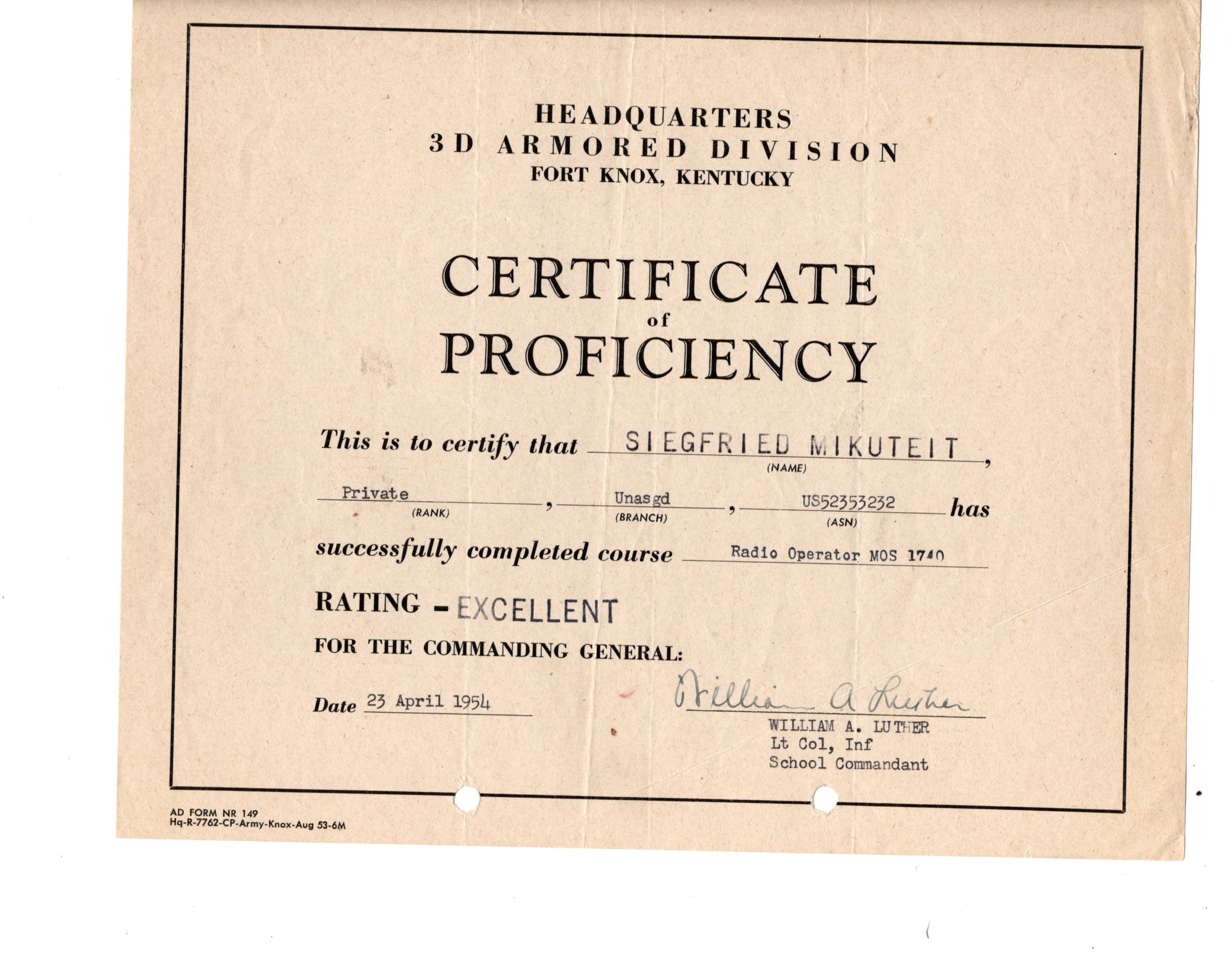 Radio operator certificate